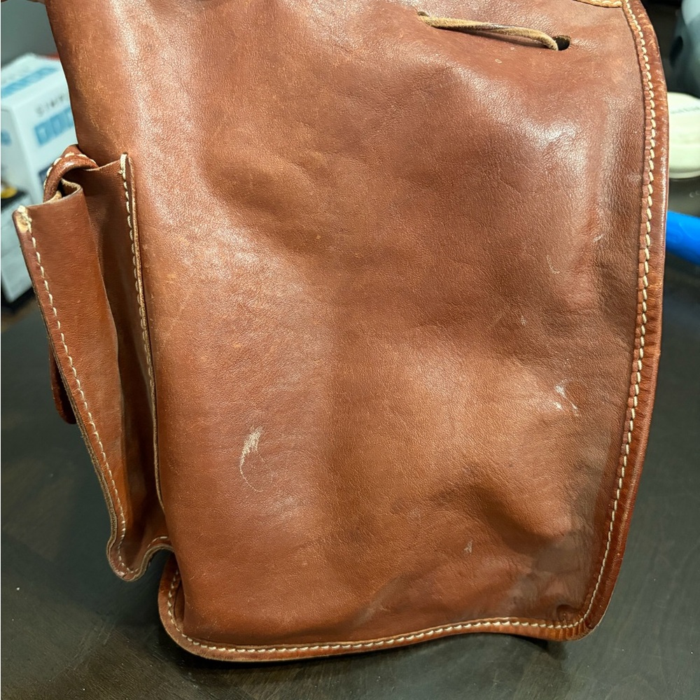 Moschino Camel Leather Crossbody Backpack - Picture 12 of 14